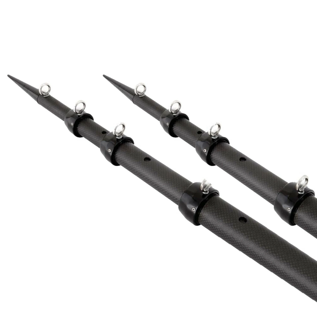 Tigress XD 3k Carbon Fiber Telescoping Outrigger Poles - 18 Feet - Matte Black/ Black - Pair 1 Tigress XD 3k Carbon Fiber Telescoping Outrigger Poles - 18 Feet - Matte Black/ Black - Pair